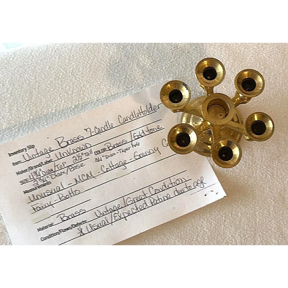 Vintage Brass Candleholder 7-Candle MCM Hollywood Regency Celebrations